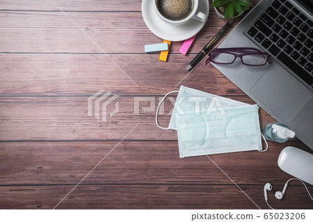 surgical face mask and sanitizer bottle or alcohol 65023206