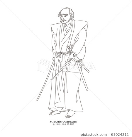 Miyamoto Musashi (1584 – 1645) Historical person, calligraphy style illustration 65024211
