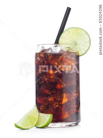 Cuba Libre Cocktail in tin shape glass with ice Cuba Libre Cocktail in tin shape glass with ice 65024396