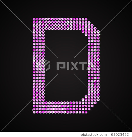 Vector purple pink glitter sequins dots letter - D - Stock Illustration ...
