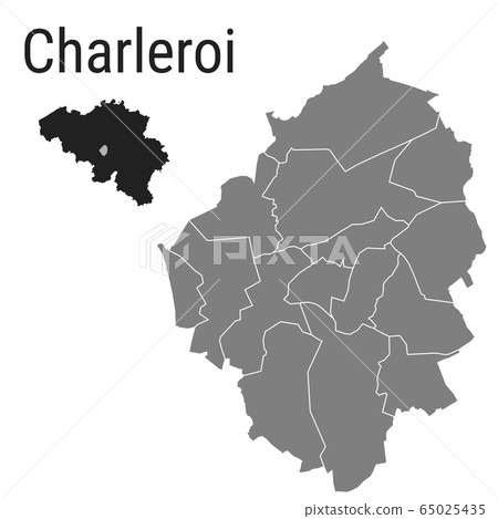 Charleroi map Antwerp administrative districts regions vector template with map of Belgium grey on white background. Contour line city map for infographic and web. Charleroi map Antwerp administrative districts regions vector template with map of Belgium grey on white background. Contour line city map for infographic and web. 65025435
