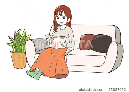 Woman relaxing in the living room Woman relaxing in the living room 65027052