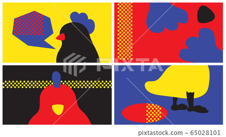 vector illustration of a set of funny cartoon bird. copy space with animal doodle art. abstract modern decoration. 65028101