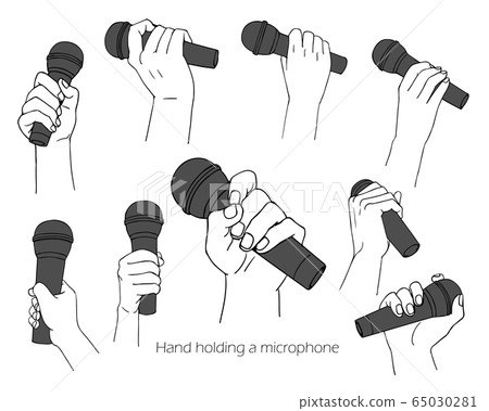 Hand illustration set with microphone Hand illustration set with microphone 65030281