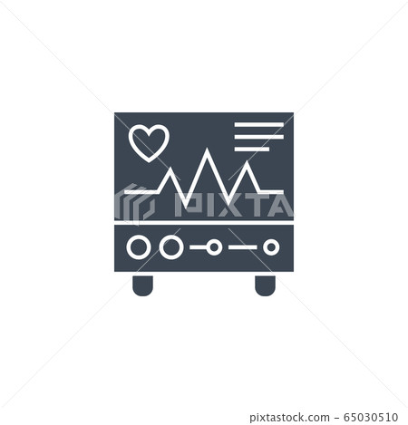 Electrocardiogram related vector glyph icon. 65030510