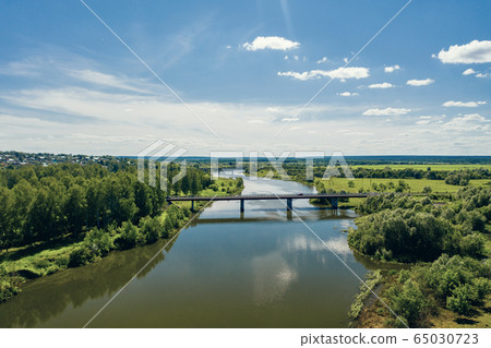 A road bridge near the city of Alatyr, Chuvash Republic, Russia. The rural landscape of the Alatyr River 65030723