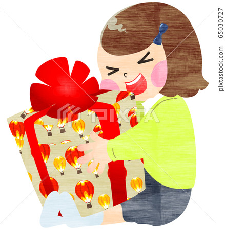 女孩嬉戲為生日禮物春天,手繪風格 女孩嬉戲為生日禮物春天,手繪風格 65030727
