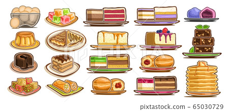 Vector Set of assorted Desserts 65030729