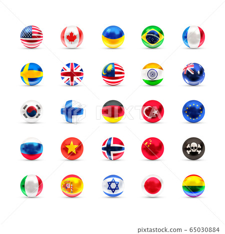 Flags of sovereign states projected as a glossy 65030884