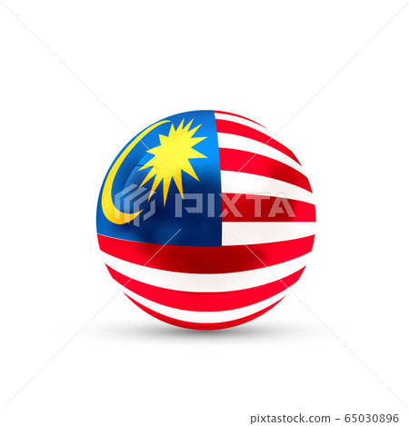 Malaysia flag projected as a glossy sphere on a Malaysia flag projected as a glossy sphere on a 65030896