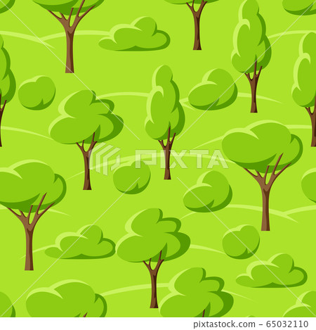 Spring or summer seamless pattern with stylized trees. 65032110
