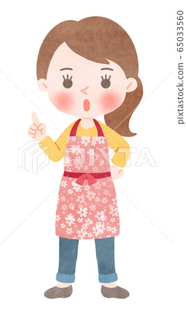 Person housewife pointing pose whole body 65033560