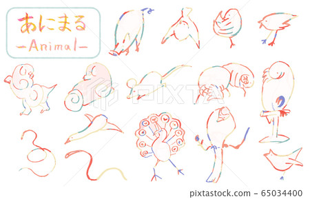 用畫筆繪製的手繪鳥，可愛的動物插圖 65034400