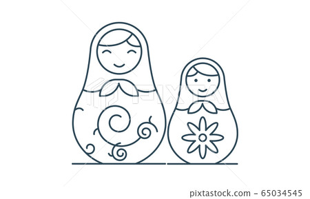 Russian nesting doll matrioshka, icon symbol of Russia, vector isolated Russian nesting doll matrioshka, icon symbol of Russia, vector isolated 65034545