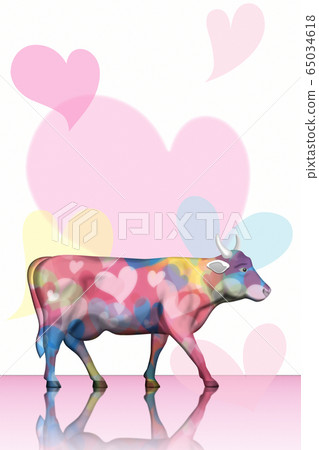 Cow and heart illustration Cow and heart illustration 65034618