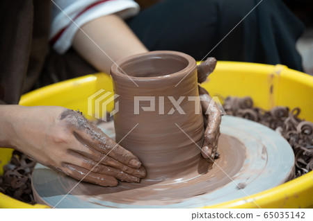 Selective focus shot of a person doing a 65035142