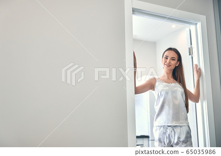 Caucasian attractive lady having rest at home during quarantine 65035986