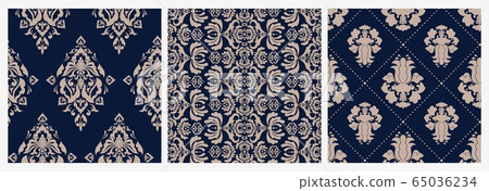 Set of colorful damask floral victorian seamless pattern luxury retro ornament Set of colorful damask floral victorian seamless pattern luxury retro ornament 65036234