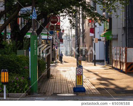 Suburban residential area morning in the shopping district Suburban residential area morning in the shopping district 65036588