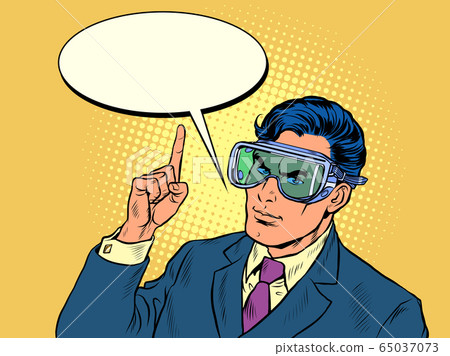 Businessman in a mask that protects his eyes 65037073