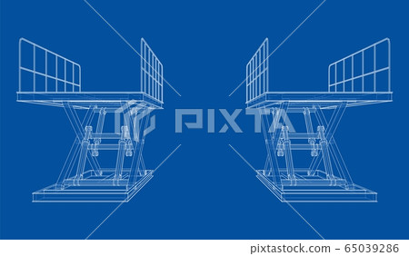 Scissors lift concept outline. Vector 65039286