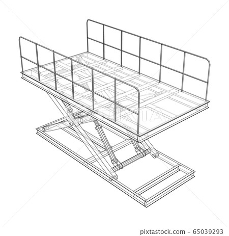Scissors lift concept outline. Vector 65039293