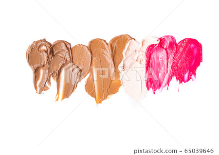 Texture of lipstick isolated on white background. Smear of lip gloss on a white background. 65039646