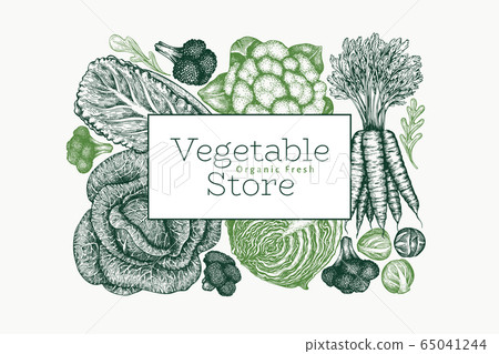 Hand drawn sketch vegetables design. Organic fresh 65041244