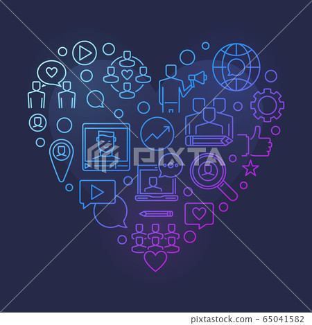 Blog or Blogging vector colorful linear heart illustration 65041582