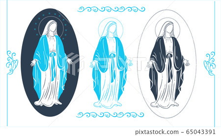 Holy Virgin Mary with greeting cards Holy Virgin Mary with greeting cards 65043391
