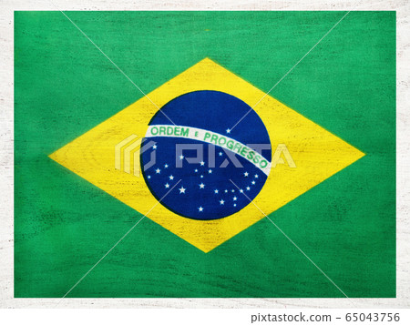 Brazilian flag. Beautiful greeting card. Close up Brazilian flag. Beautiful greeting card. Close up 65043756