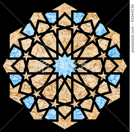 Arabesque round geometric element textured with...-插圖素材 [65044536 ...