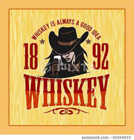 Vintage Whiskey Label with Girl - T-shirt Graphic 65044833
