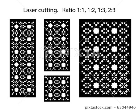 Set of decorative vector panels, screens for laser cutting. Template for interior partition in arabic islamic style Set of decorative vector panels, screens for laser cutting. Template for interior partition in arabic islamic style 65044940