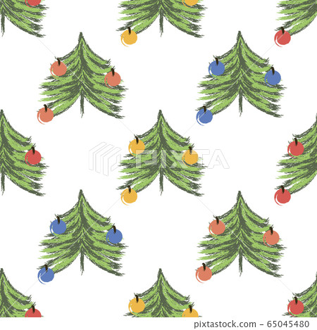 Seamless pattern with Christmas trees and... - Stock Illustration ...