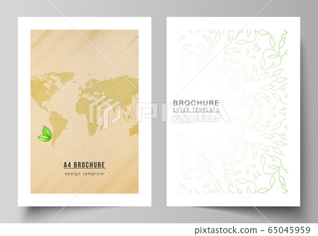 Vector layout of A4 format cover mockups design templates for brochure, flyer, booklet, cover design, book design, brochure cover. Save Earth planet concept. Sustainable development global concept. 65045959