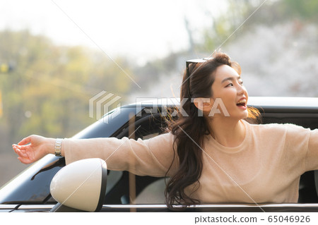 Young woman travel in spring Young woman travel in spring 65046926