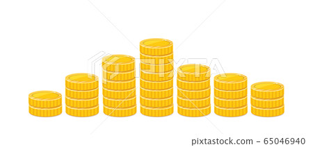 Golden coin pyramide, money stacks realistic illustration Golden coin pyramide, money stacks realistic illustration 65046940
