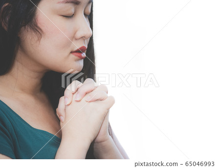 Woman's hand praying and worship to GOD 65046993