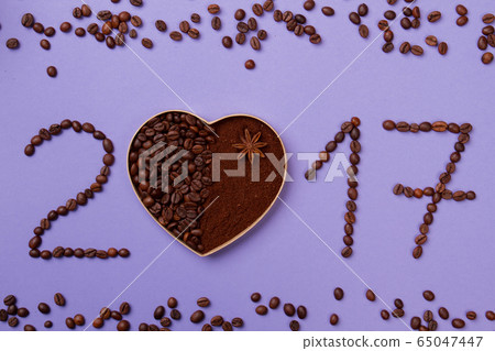 2017 number created from coffee beans. 65047447