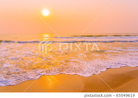Beautiful tropical nature around sea beach ocean at sunset or sunrise time 65049619