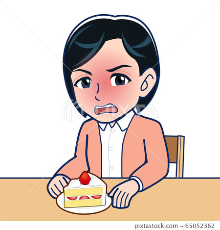 Woman eating cake 65052362