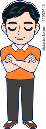 Man in orange shirt Man in orange shirt 65052646