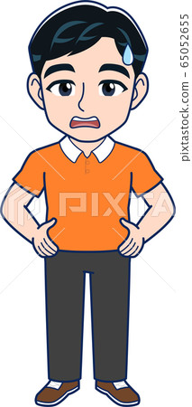 Man in orange shirt - Stock Illustration [65052655] - PIXTA