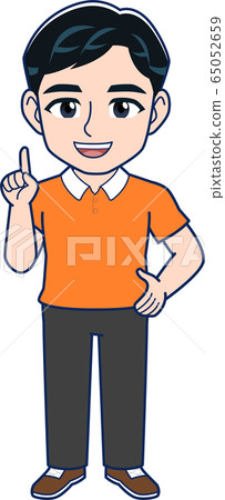 Man in orange shirt Man in orange shirt 65052659