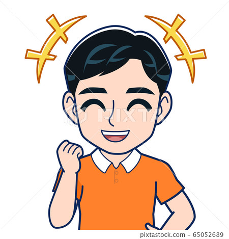 橙色襯衫的男人 65052689