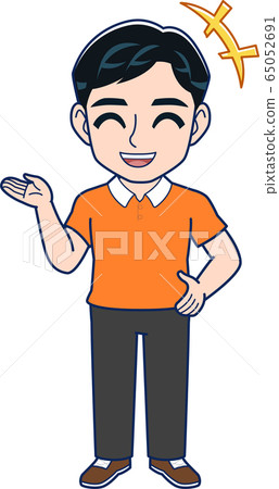 Man in orange shirt Man in orange shirt 65052691