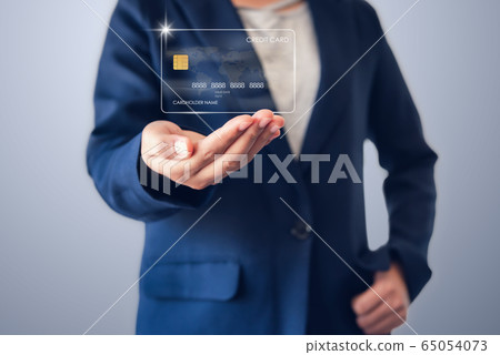 Futuristic Credit Card Banking and Business Financial Concept Futuristic Credit Card Banking and Business Financial Concept 65054073