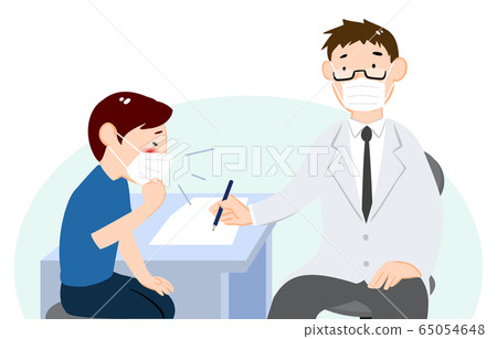 Illustration of a Patient Telling Doctors Symptoms in the Exam Room Illustration of a Patient Telling Doctors Symptoms in the Exam Room 65054648