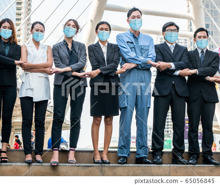 Confident business people with face mask protect Confident business people with face mask protect 65056845